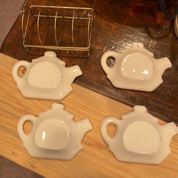 BLUE & WHITE DANUBE PATTERN TEA BAG HOLDERS 4 - Picture 4 of 4